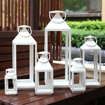 ins Euro style floor windproof lamp big number iron art wax candle holder wedding swing piece outdoor new year glass handle horse light