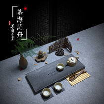 Tea set of tea set urkin stone tea tray natural trumpet large number stone tea tray drain stone black gold stone tea tray