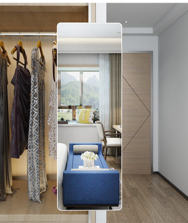 衣柜镜子内置推拉旋转内装隐形伸缩折叠全身穿衣镜衣橱收纳试衣镜