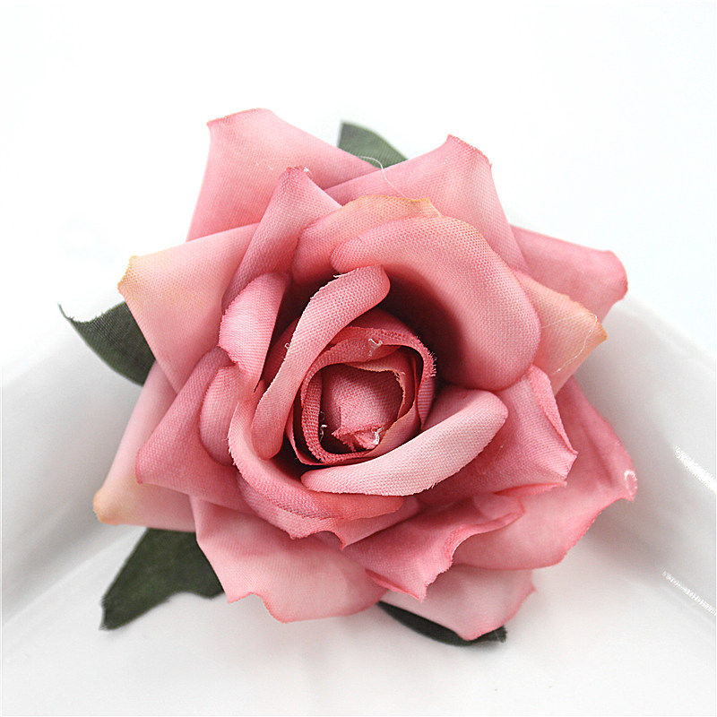 手工花环材料 欧式复古 卷边玫瑰花头花朵 森系手作装饰花配件