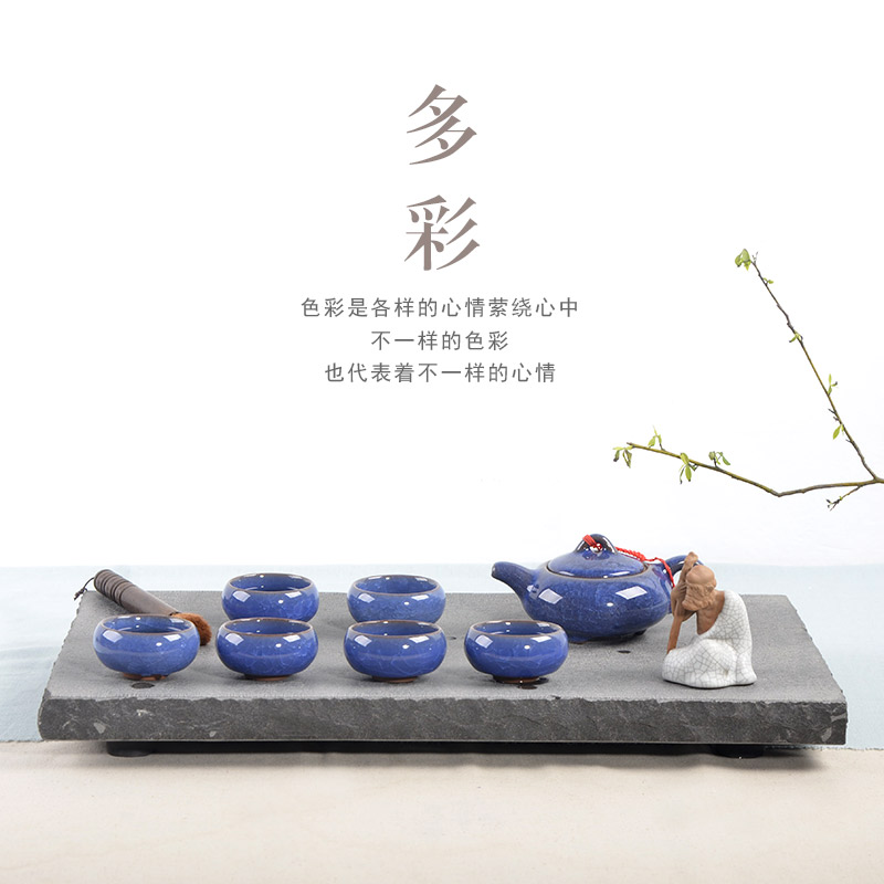 JiaXin colorful ice crack glaze tea, green tea cups and a complete set of ceramic teapot kung fu tea set