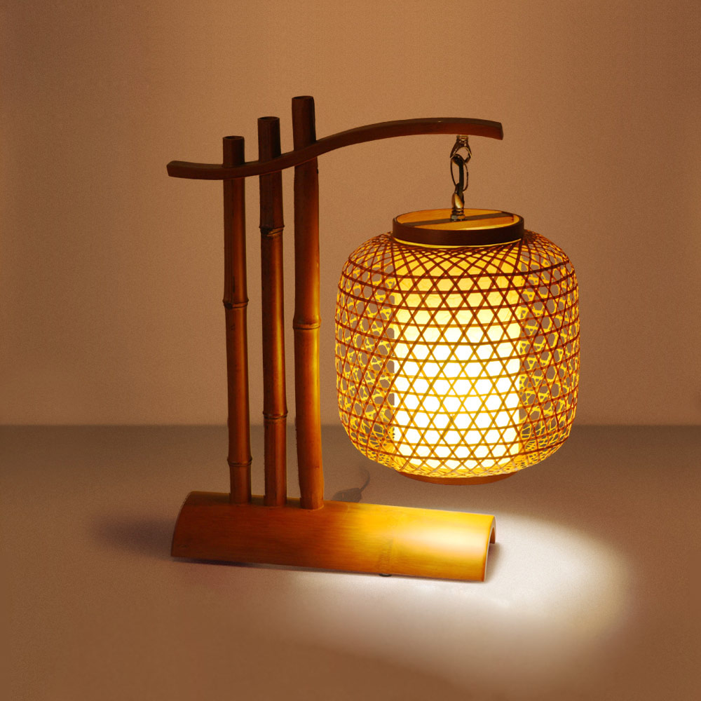 复古中式台灯创意卧室床头灯竹灯笼明清古典客厅书房竹编台灯3277