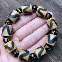 Tibetan natural agate tooth yellow tiger tooth dzi bead bracelet men and women jewelry Tibetan Buddhist beads ethnic style lucky