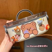 Japanese insulation lunch box office class portable stainless steel meal box elementary school children's cafeteria lunch box