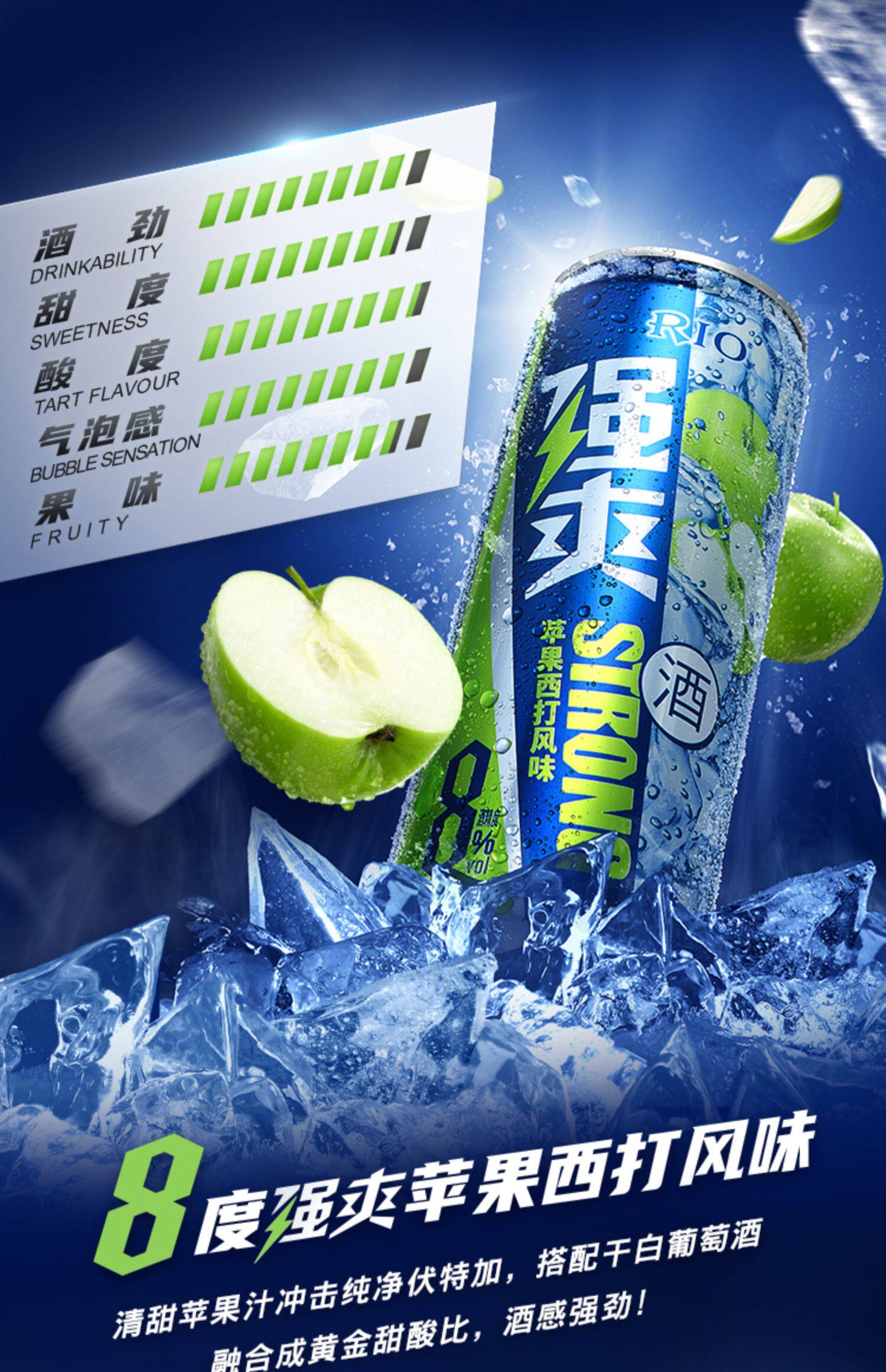rio锐澳预调鸡尾酒8度强爽随机4口味330ml*8罐果酒低度气泡酒