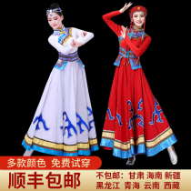 Mongolian dance performance clothing Female ethnic minority Inner Mongolia Hongyan performance clothing Mongolian chopstick dance long skirt