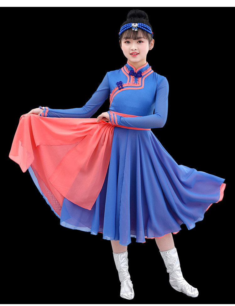 新款儿童演出服少数民族服装蒙古族女童蒙古裙舞台表演套装夏季