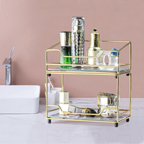 Nordic light luxury bathroom bathroom double-layer cosmetics rack wash table finishing desktop storage rack