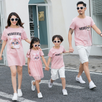 plus size parent-child summer clothing 2022 new trendy family of three pure cotton short sleeve t-shirt foreign aura mother and daughter dress