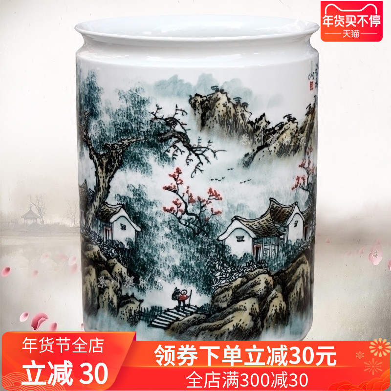 Jingdezhen sitting room color ink landscape quiver of pottery and porcelain vase household furnishing articles calligraphy and painting scroll the receive accessory products