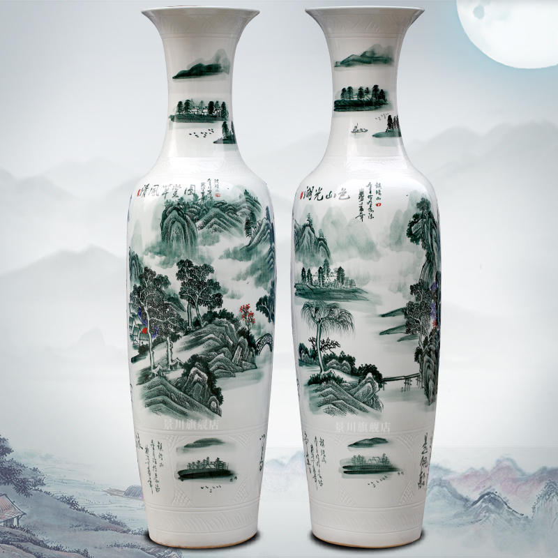 Jingdezhen hand - made wind thatched cottage figure of large ceramic vase pendulum home sitting room adorn article opening gifts