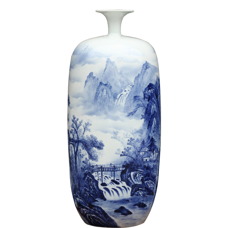 Mesa of jingdezhen hand - made landscape painting ceramic vases, sitting room place, the study of modern Chinese arts and crafts decorations