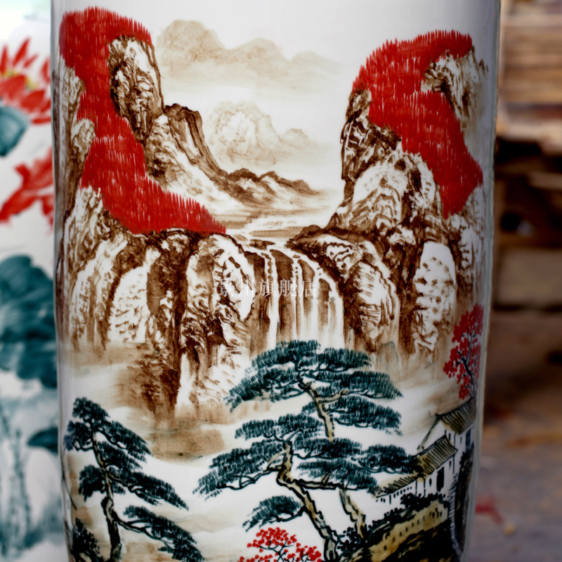 Hand draw luck landing a big vase landscape painting porcelain jingdezhen ceramics sitting room big furnishing articles