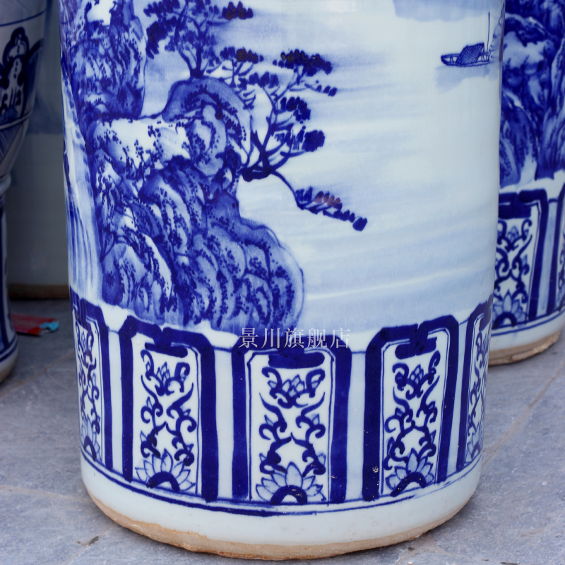 Jingdezhen blue and white landscape splendid sunvo hand - made ceramics of large vases, home sitting room hotel furnishing articles