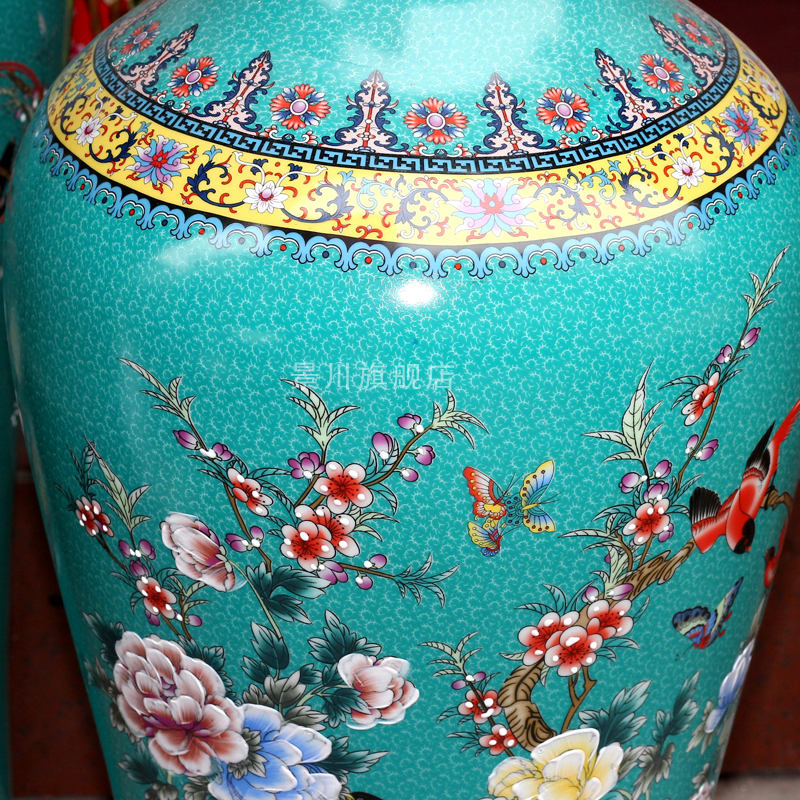 Jingdezhen ceramics powder enamel vase flower arranging big sitting room ground study furnishing articles European household craft supplies