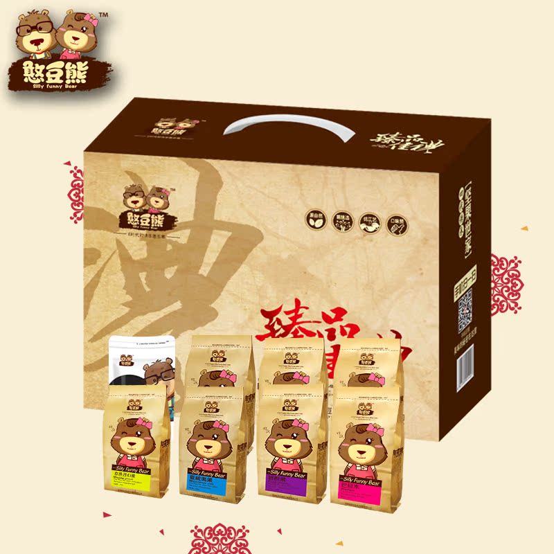 憨豆熊_坚果礼盒 年货零食干果大礼包特产节日送礼1686g共8袋装