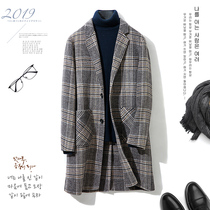 Double-sided cashmere coat mens medium and long British style Korean version of the trend wool coat suit collar business windbreaker