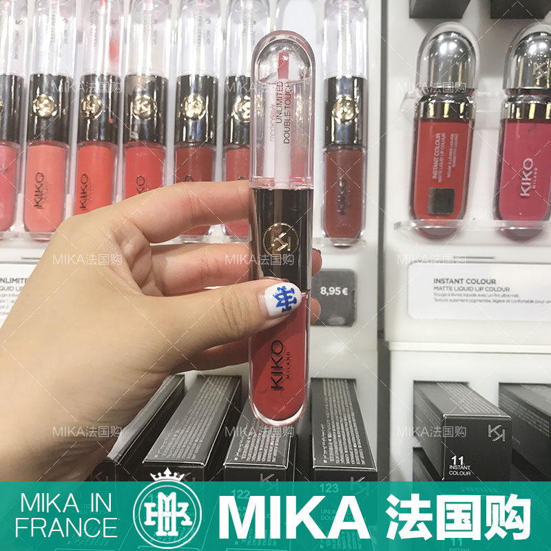 mika法国购意大利kiko双头唇釉不脱色持久唇彩蜜103 104 115 107