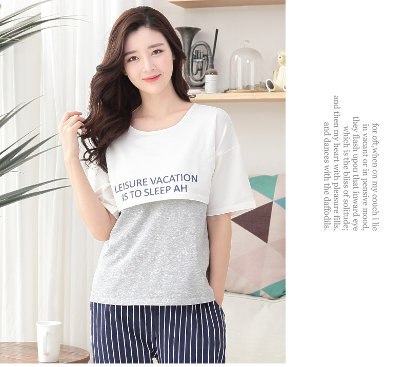 夏季月子服短袖孕妇睡衣纯棉 产妇产后哺乳睡