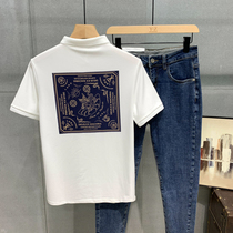 Tide fashion printing Polo shirt men short sleeve cutting half-sleeved T-shirt men casual leap Pauls shirt