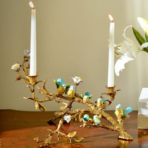 High-end Stalls Luxurious Decoration Candle Holders in Europe and America Law-style comeback classical wax candleholder Living room Handicraft Bronze Porcelain Twigs