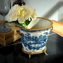 European-style pure copper vase American porcelain flower Ware French classical luxury table ice bucket coffee table flower ornaments