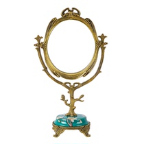 American European-style brass comb dressing mirror facial-style vintage light lavish bedroom bedside Bedside Sumpdown Cabinet Hem