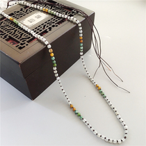 Myanmar Jade A goods three color ice necklace lanyard hanging rope round beads male pendant Jade chain Womens