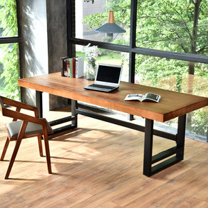 书桌简约现代美式实木电脑桌会议桌餐桌长桌写字台桌子台式办公桌