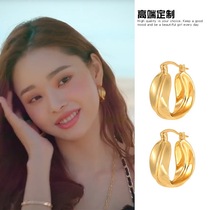 Song Zhia Tongan Metal Circle Ring Earrings Female Geometric Temperament Net Red Ear Buckle 2022 New Tide and America Exaggerated