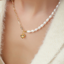 MS Pole Jane Ornament Asymmetrical Splicing of Caring Pendant Pearl Necklace early spring light extravagant and small crowdsourced design lock bone chain