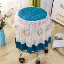 High-end bar round stool cushion lifting seat cover round stool cover fabric lace barbershop round chair cover
