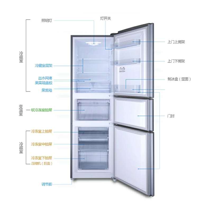 ronshen容声三门家用电冰箱bcd218d11nc