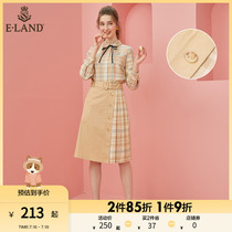 ELAND Clothes Romance Summer Fashion Small Crowd Design Sense Temperament A Character High Waist Display Slim Mid-Body Dress Lady
