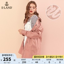 ELAND clothes love spring and summer sweet ins thin embroidery letter College wind coat coat womens long style
