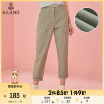 ELAND Clothes Romance Summer Fashion Straight Cylinder 100 Hitch Slim Commuter Card Its Color Work Pants Casual Pants Women Pants