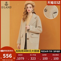 ELAND autumn and winter New plaid coat women long double-sided coat EEJW94TC5M
