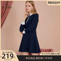 ELAND clothing love spring and autumn season fashion sweet temperament waist thin public long-sleeved chiffon dress women