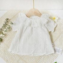 Super fairy ~ INS girl short sleeve lace lapel shirt baby girl cotton doll shirt base shirt T-shirt