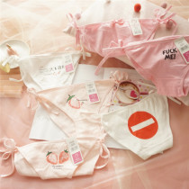 Day Ensemble Young Girl Pure Cotton Cute Printed Sexy Laces Briefs Low Waist Comfort Breathable Bacteriostatic All-cotton Triangle Pants