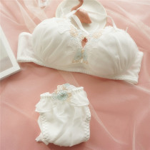 Japan Thin Cup No Steel Ring Girl Bra Suit Deep V Pure White Comfort Lingerie Underwear Cute Little Fresh