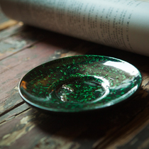 Antaiqiao Fuzhou traditional lacquerware black bottom gold worm large lacquer disc(green gold worm disc)