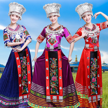 Guangxi March Sanzhuang Ethnic minority costume female adult Yi dance performance costume Miao dance costume