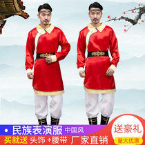 Mongolian dance performance costumes Inner Mongolia elements Minority Mongolian robes short modern wrestling costumes chopsticks dance New