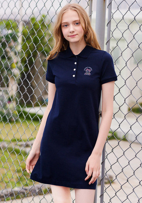 teenieweenie小熊2018夏装新款女装polo裙短袖连衣裙ttom82691k