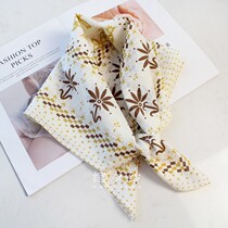Fashion Joker 70cm cotton yellow student cotton square scarf decorative scarf Korean version of autumn and winter womens print headscarf