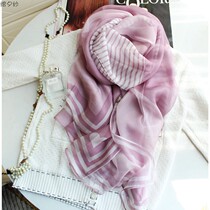 Fashion Korean version of elegant leather pink 100% mulberry silk silk scarf silk scarf long gauze women autumn and winter New