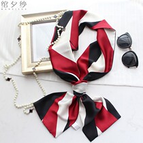 Fashion Korean version of Joker double-layer small silk scarf ribbon scarf long Lady autumn and winter New