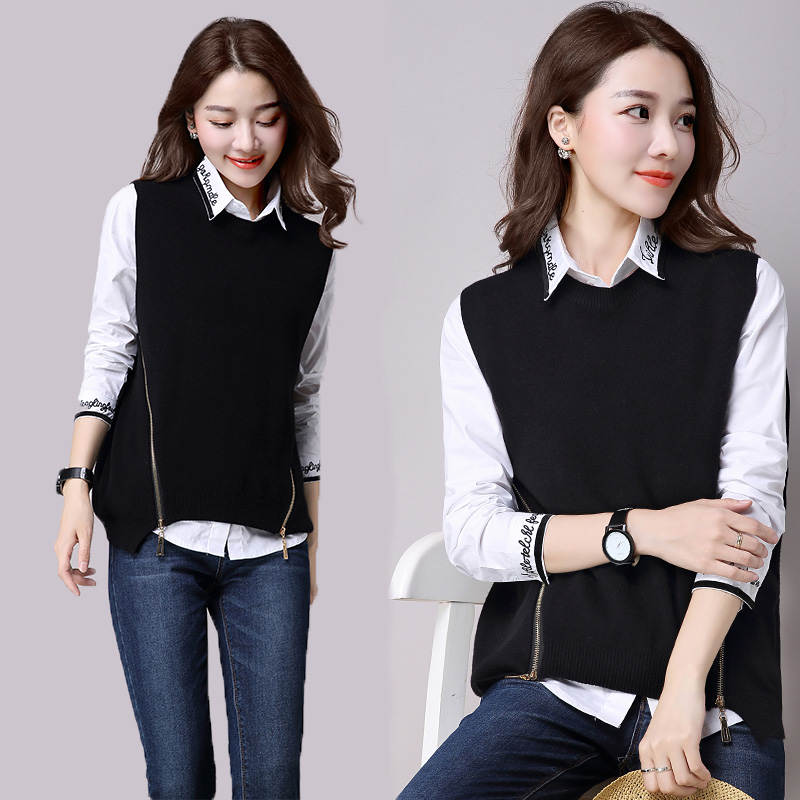 Waistcoat Knitted Sweater Sweater Vest 2021 Chunqiu Han Edition Mao Line Shoulder No Sleeve Head Outside Wearing 100 Lap Clip