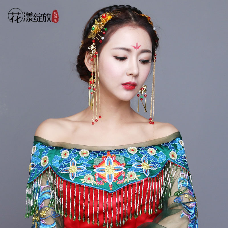 花漾新款新娘古装新娘头饰中式结婚发饰套装秀禾服凤冠旗袍配饰品